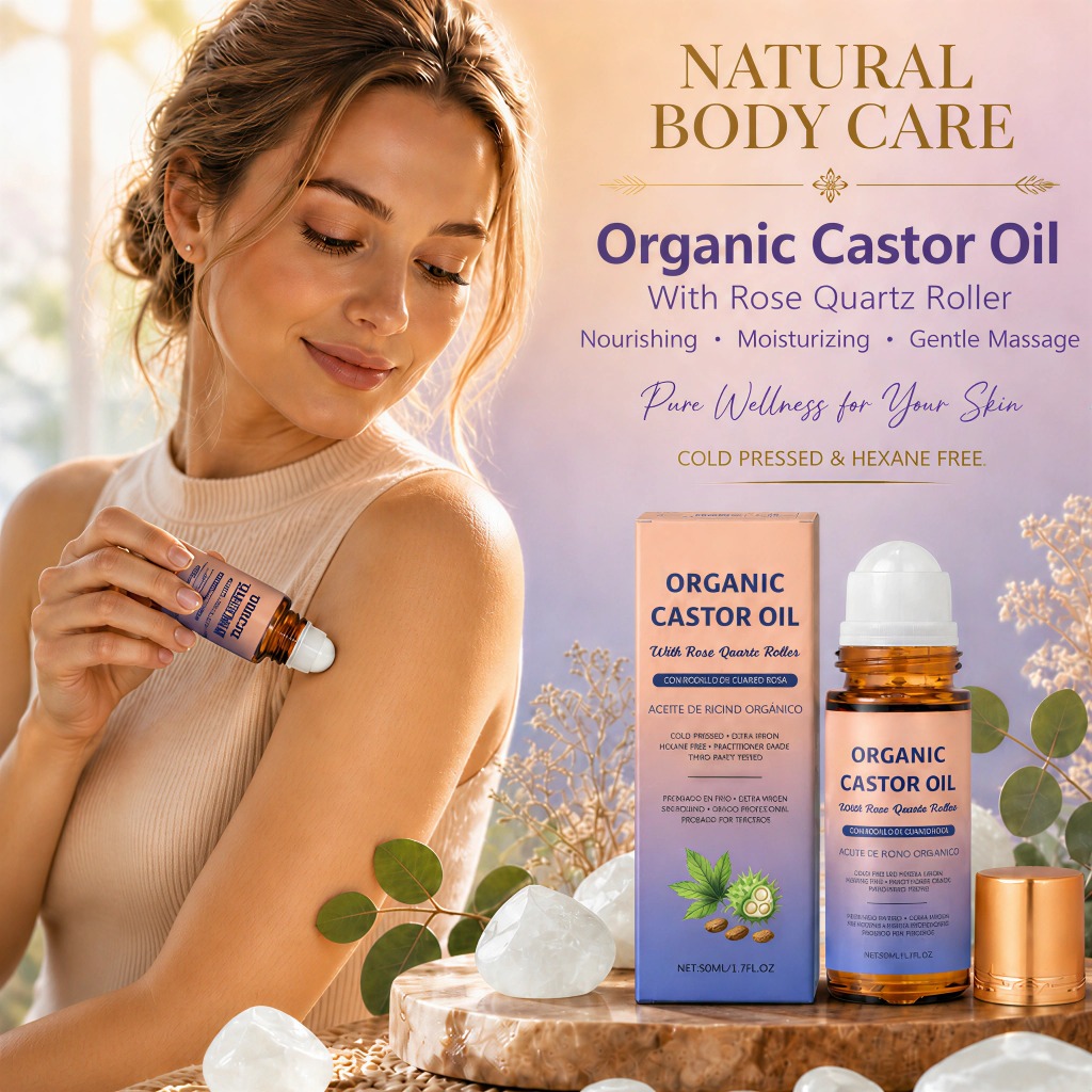 유기농 캐스터 오일 롤러 (로즈 쿼츠 롤러 포함) 냉압 - Castor Oil Cold Press 리뷰 및 가격