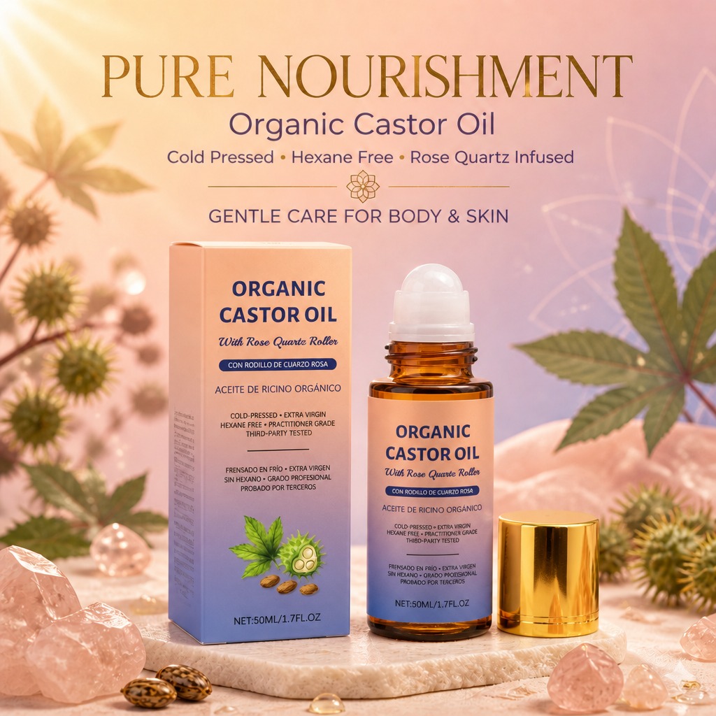 유기농 캐스터 오일 롤러 (로즈 쿼츠 롤러 포함) 냉압 - Castor Oil Cold Press 리뷰 및 가격