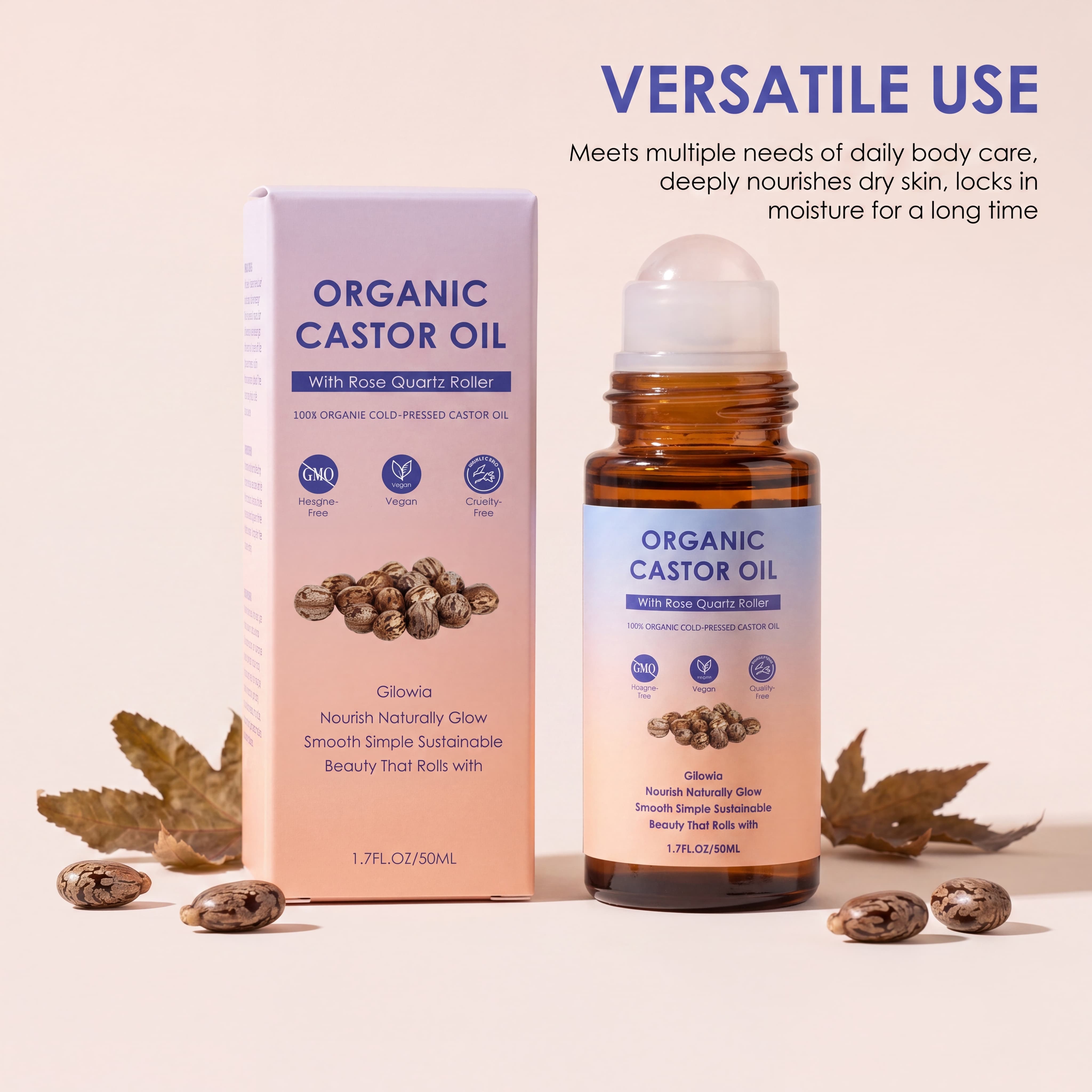 유기농 캐스터 오일 로즈 쿼츠 롤러볼, 100% 순수  - Castor Oil Cold Press 리뷰 및 가격